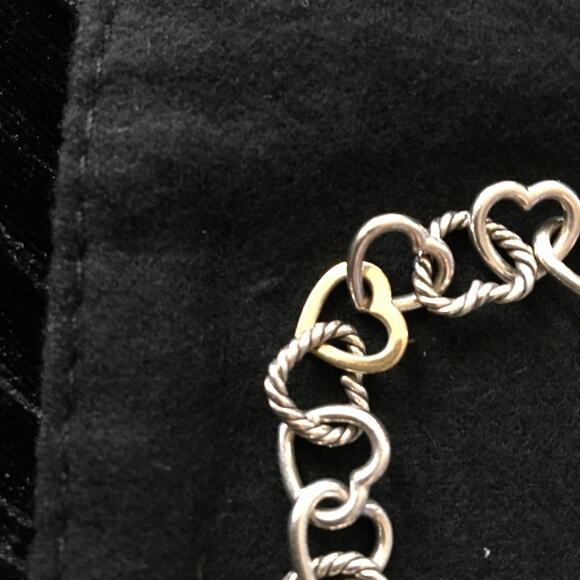Authentic David Yurman .925 Sterling Silver 750 18K Gold Heart Toggle Bracelet - Picture 4 of 7